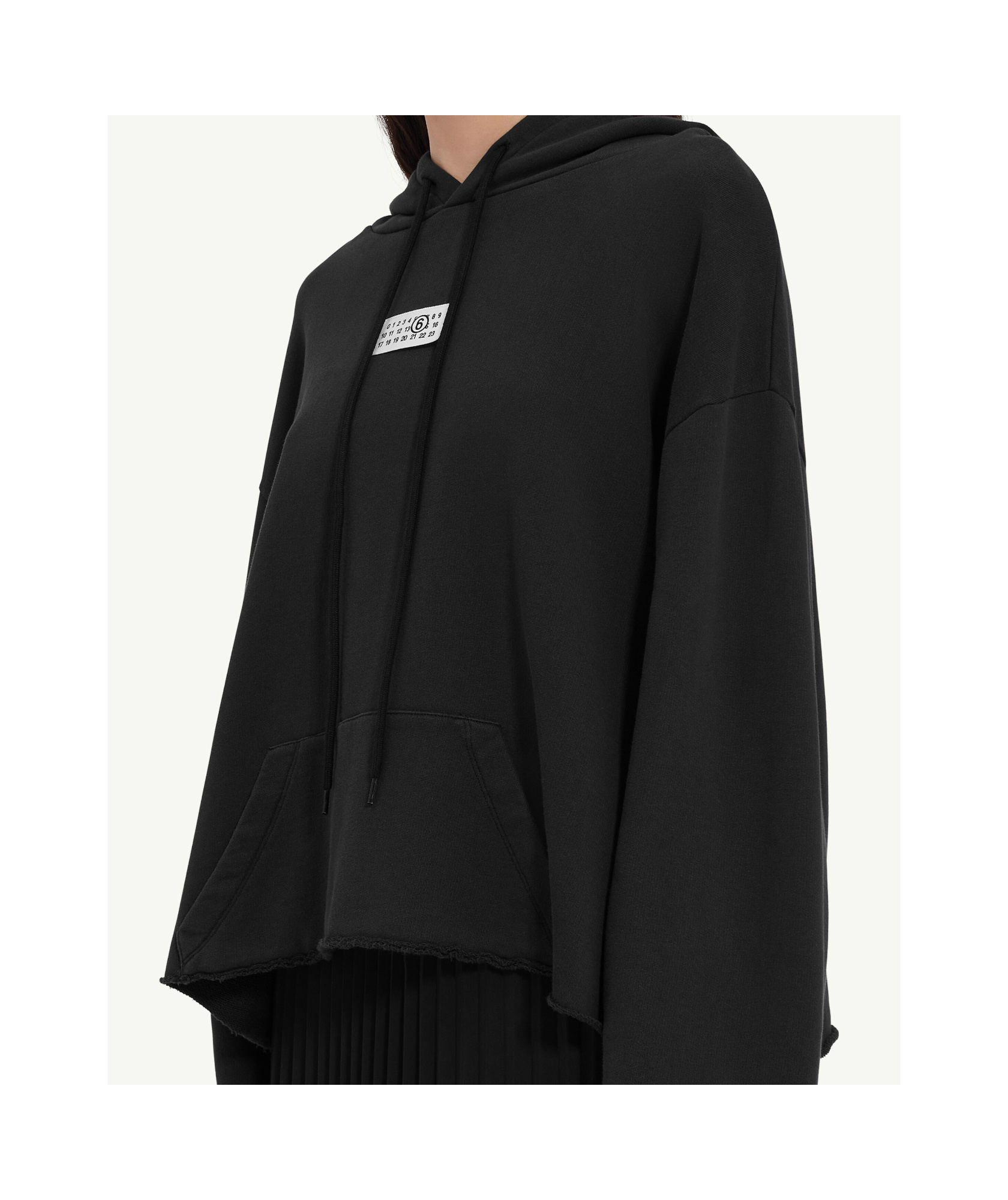 Mm6 Maison Margiela Numbers-motif Drawstring Hoodie In Black