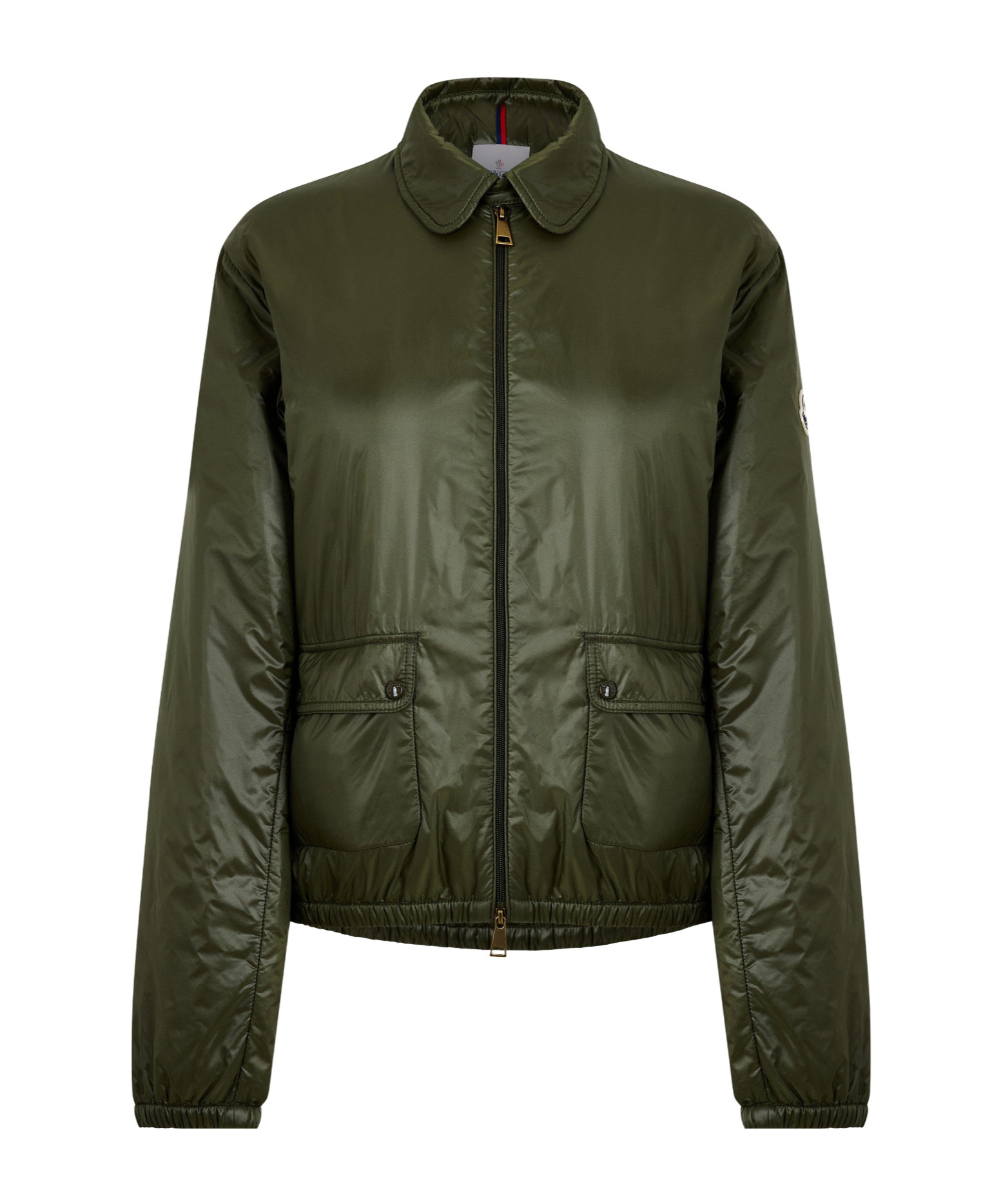 Moncler Glossy Lightweight Bomber Jacket In Green