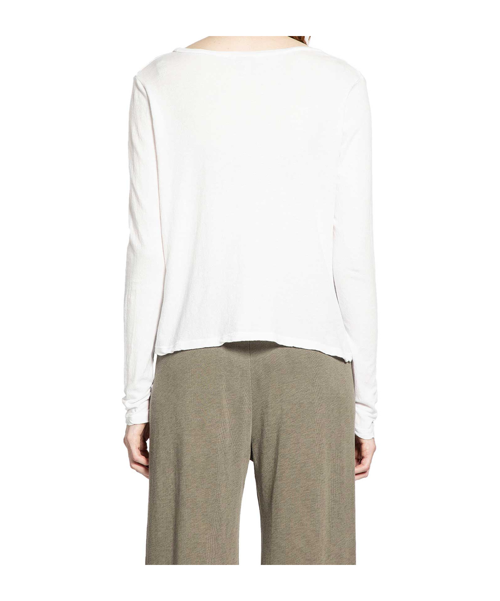 James Perse V-neck Long-sleeved T-shirt In White
