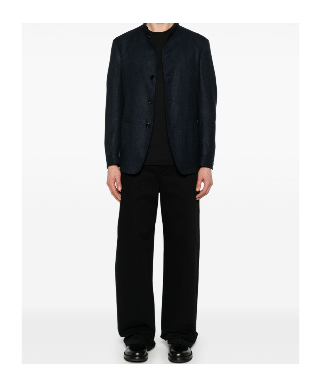 Zegna T-shirt In Cotone Blu Scuro Uomo In Black