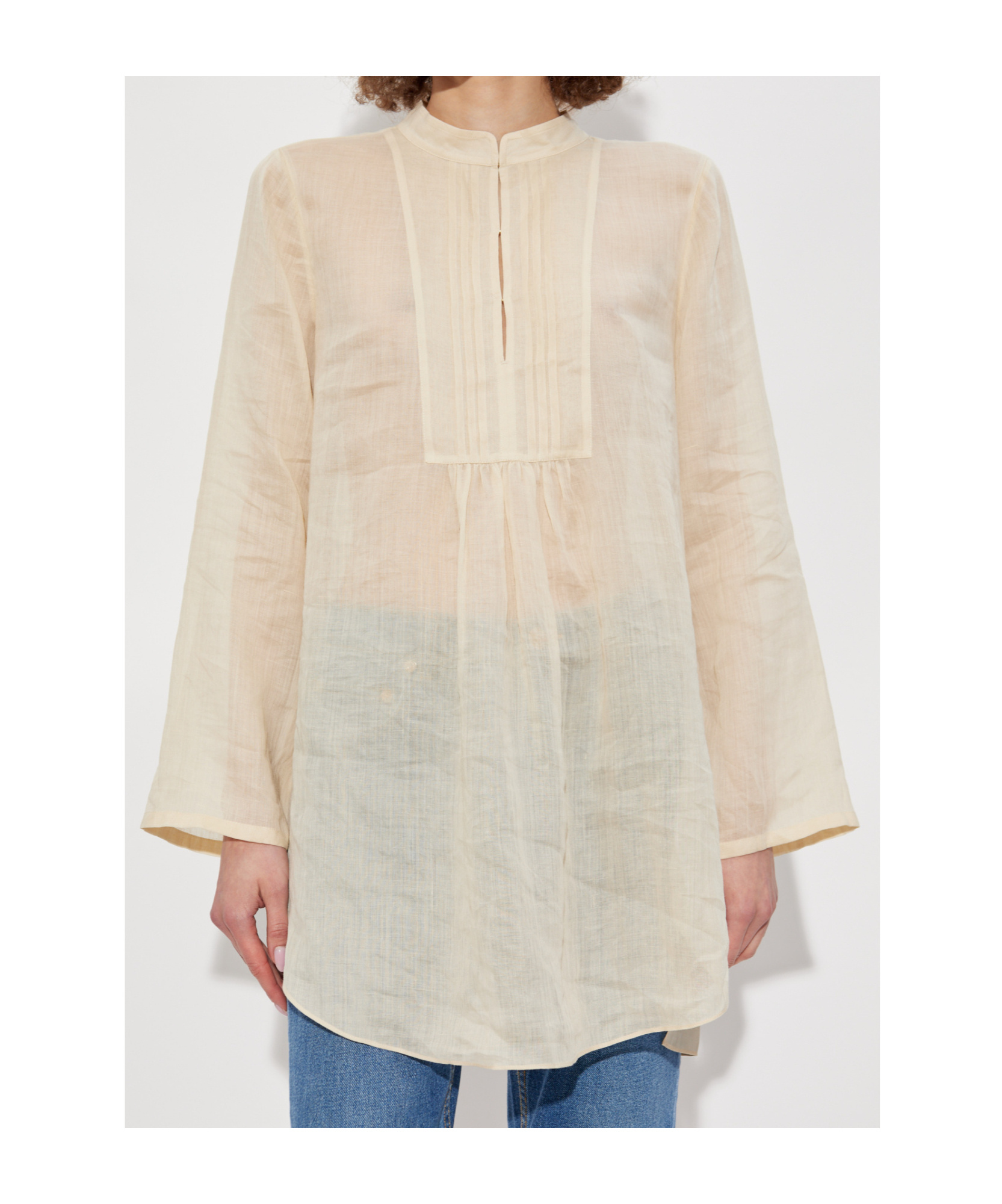 Shop Tory Burch Pleat Detailing Tunic In Nude