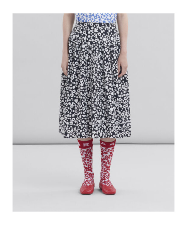 Marni Floral Print Midi Dress In Gray