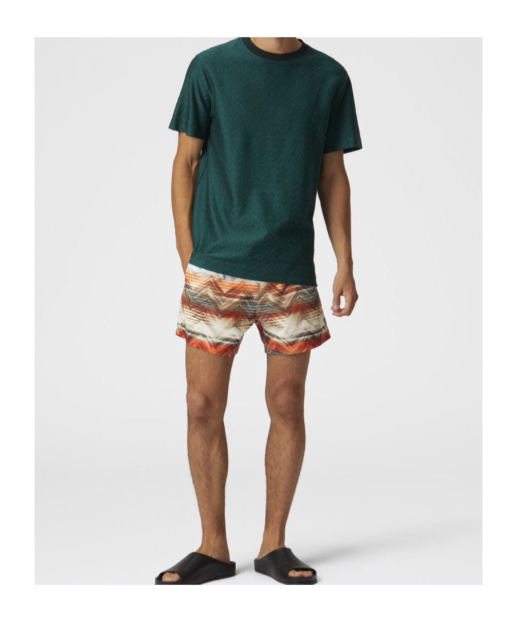 Missoni Elastic Waist Swimming Trunks In Brown