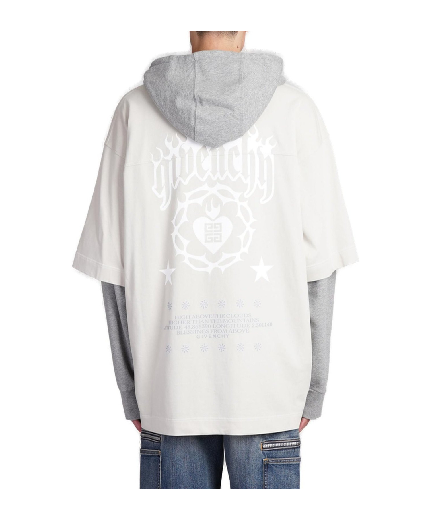Givenchy Layered Drawstring Hoodie In White