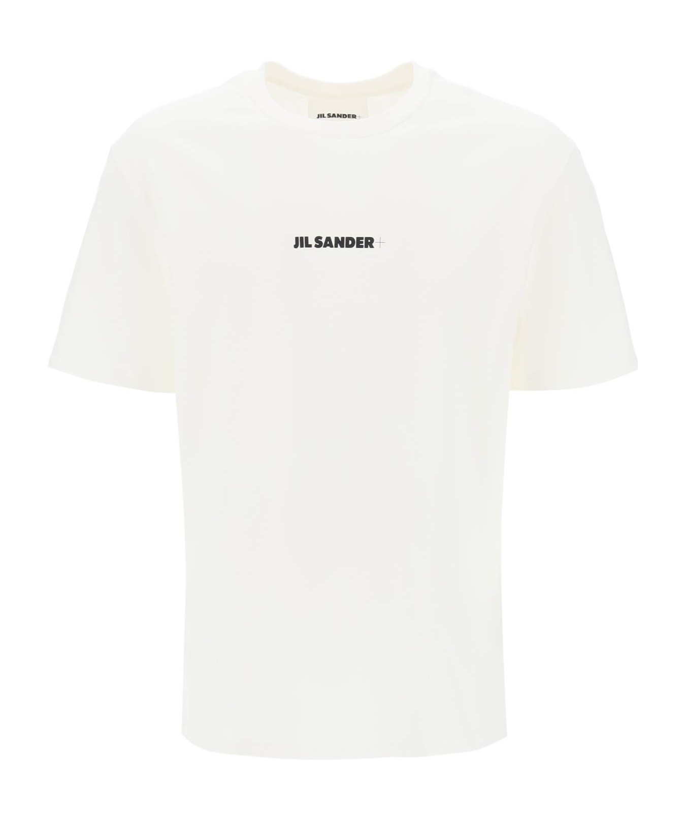 Jil Sander White T-shirt With Short Sleeves And Contrasting Logo Print In Cotton Man In White