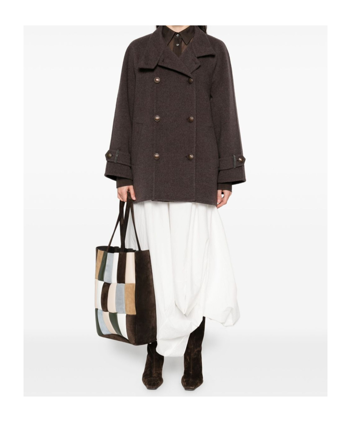 Brunello Cucinelli Double-breasted Buttoned Coat In Brown