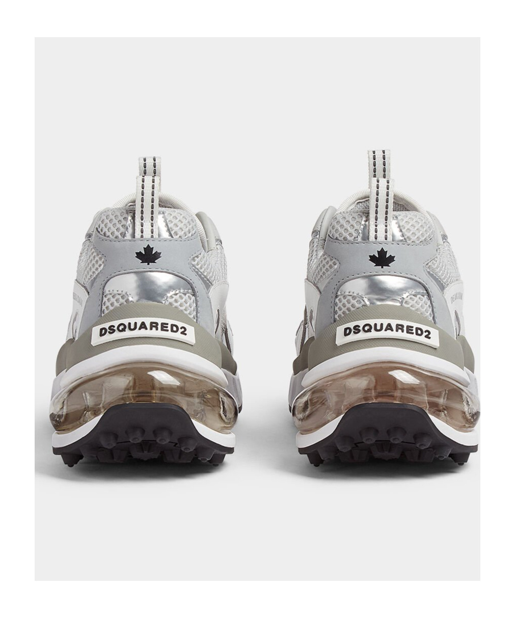 Dsquared2 Bubble White Suede And Mesh Running Sneakers In Gray