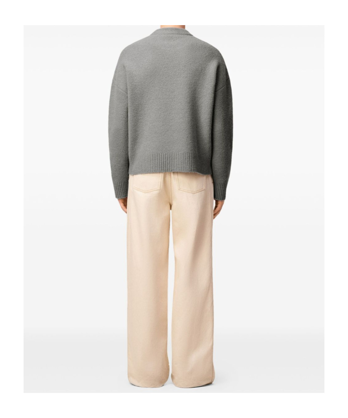 Ami Alexandre Mattiussi Grey Alpaca Ami De Coeur Crewneck Sweater Grey In Gray