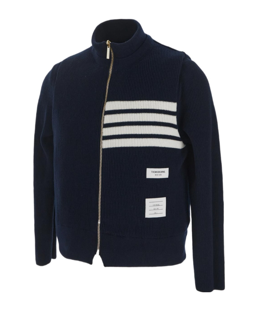 THOM BROWNE THOM BROWNE PADDED PRESS-STUD RIBBED JACKET