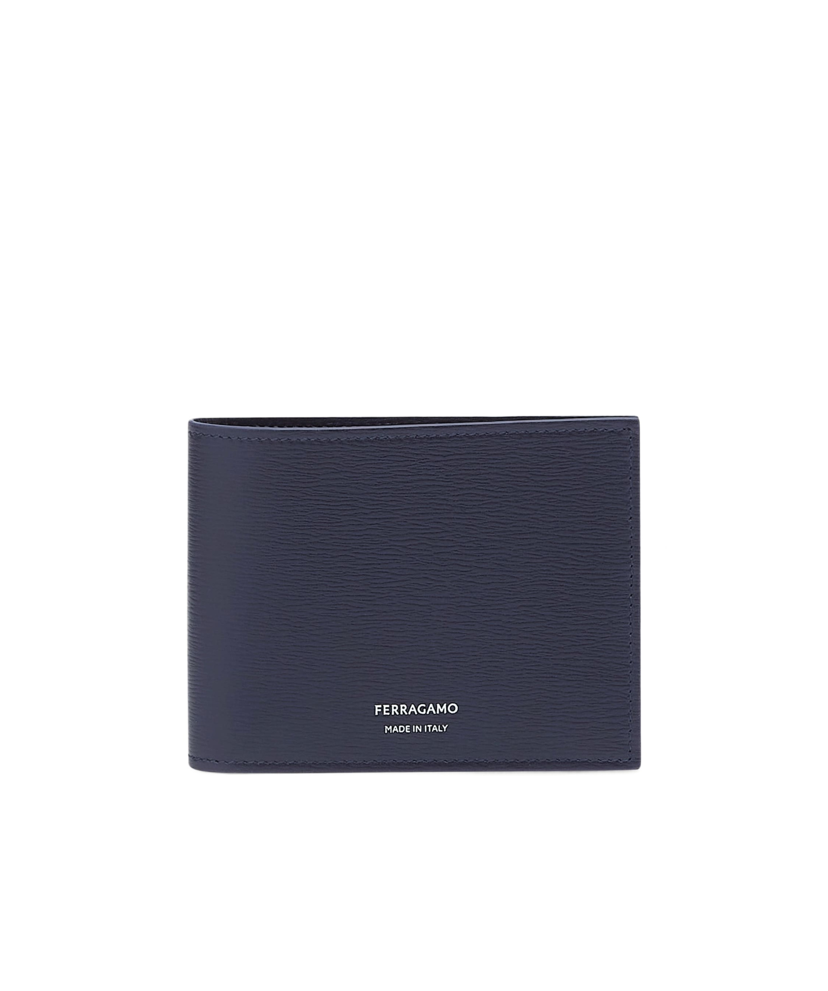 Ferragamo Logo Bi-fold Leather Wallet In Midnight Blue