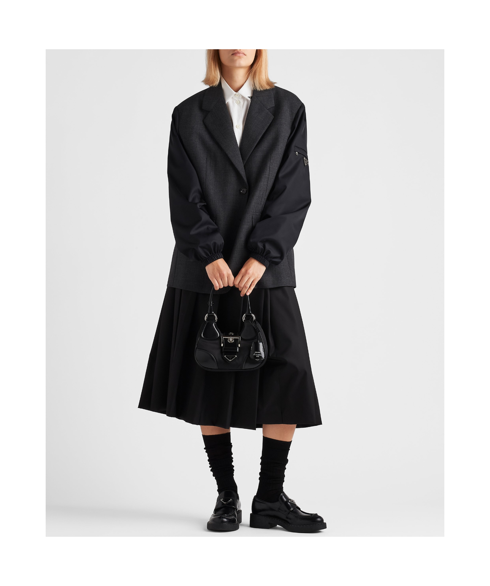 Prada Moon Padded Nappa-leather Mini Bag In Black