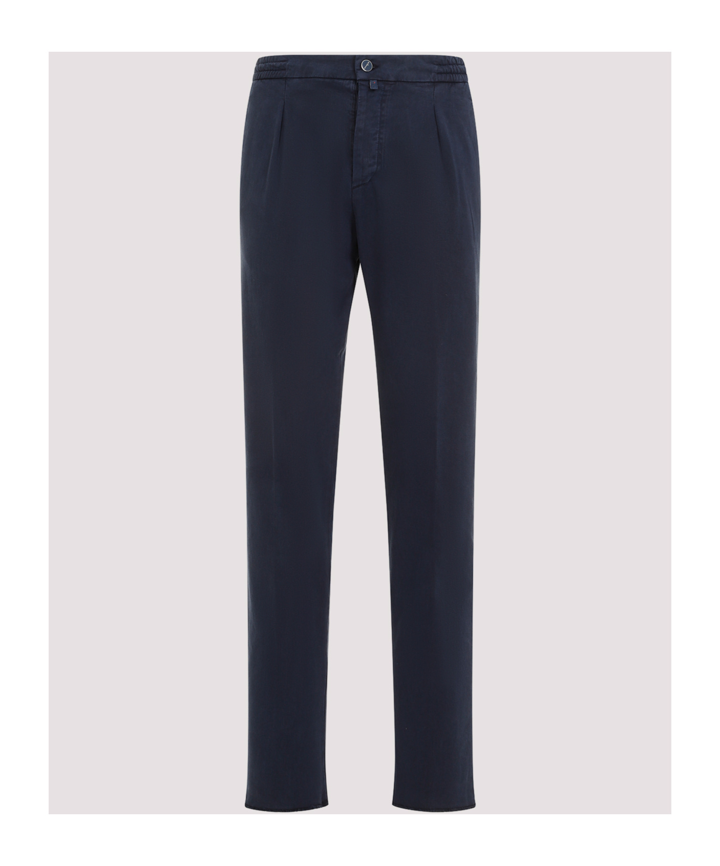 Shop Kiton Pleated Detail Straight Leg Trousers In Black