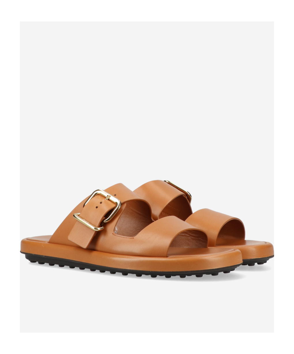 Tod's Round-headed Flat Sandals In Brown