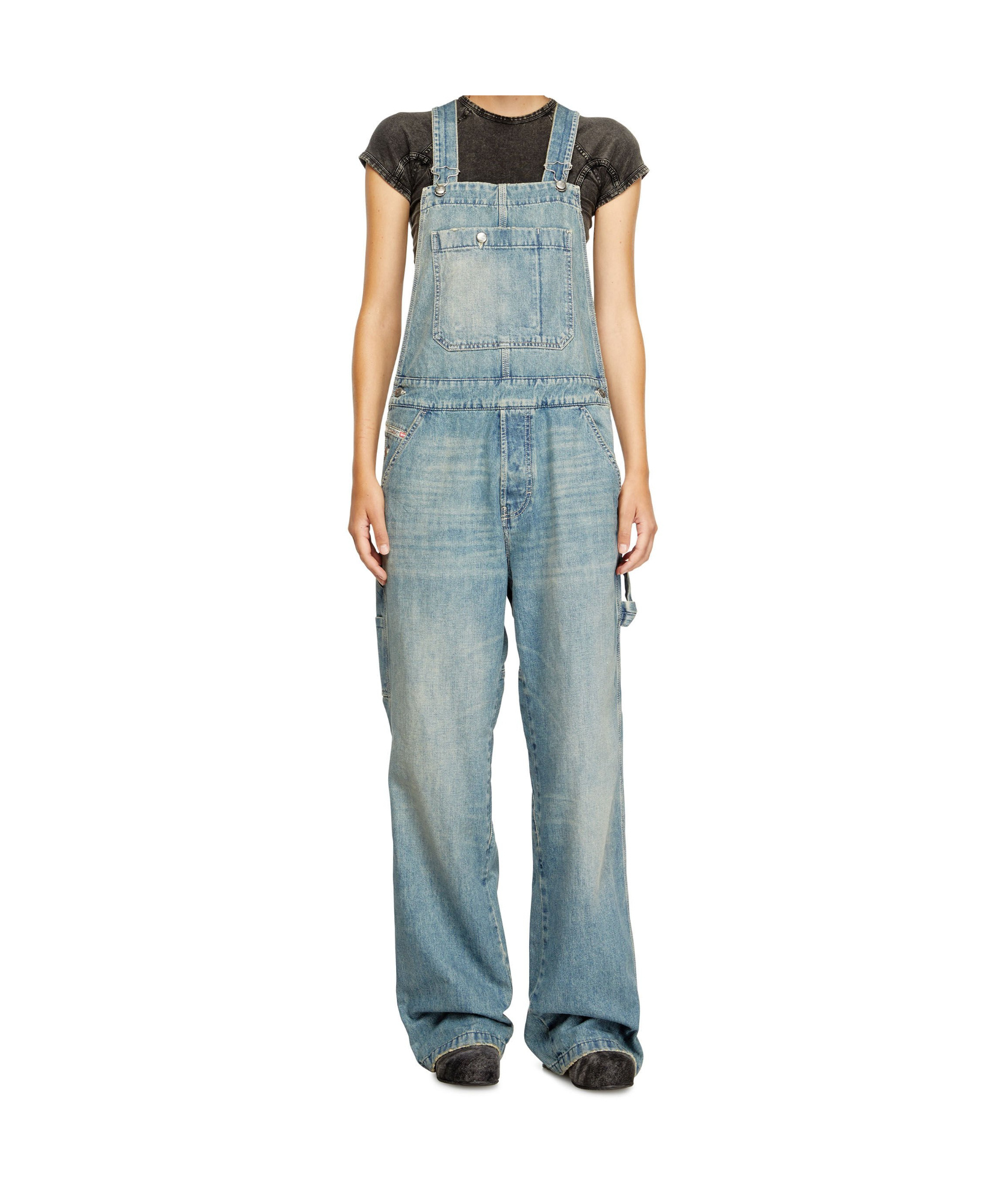 Diesel Denim Pocket Dungarees In Blue
