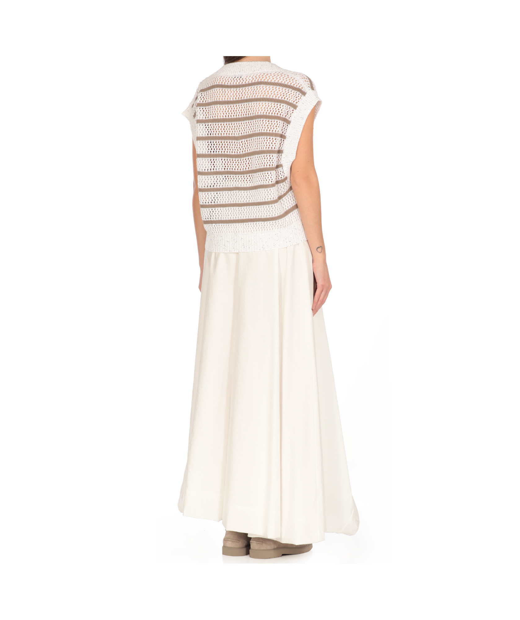 Brunello Cucinelli Striped Sweater In White
