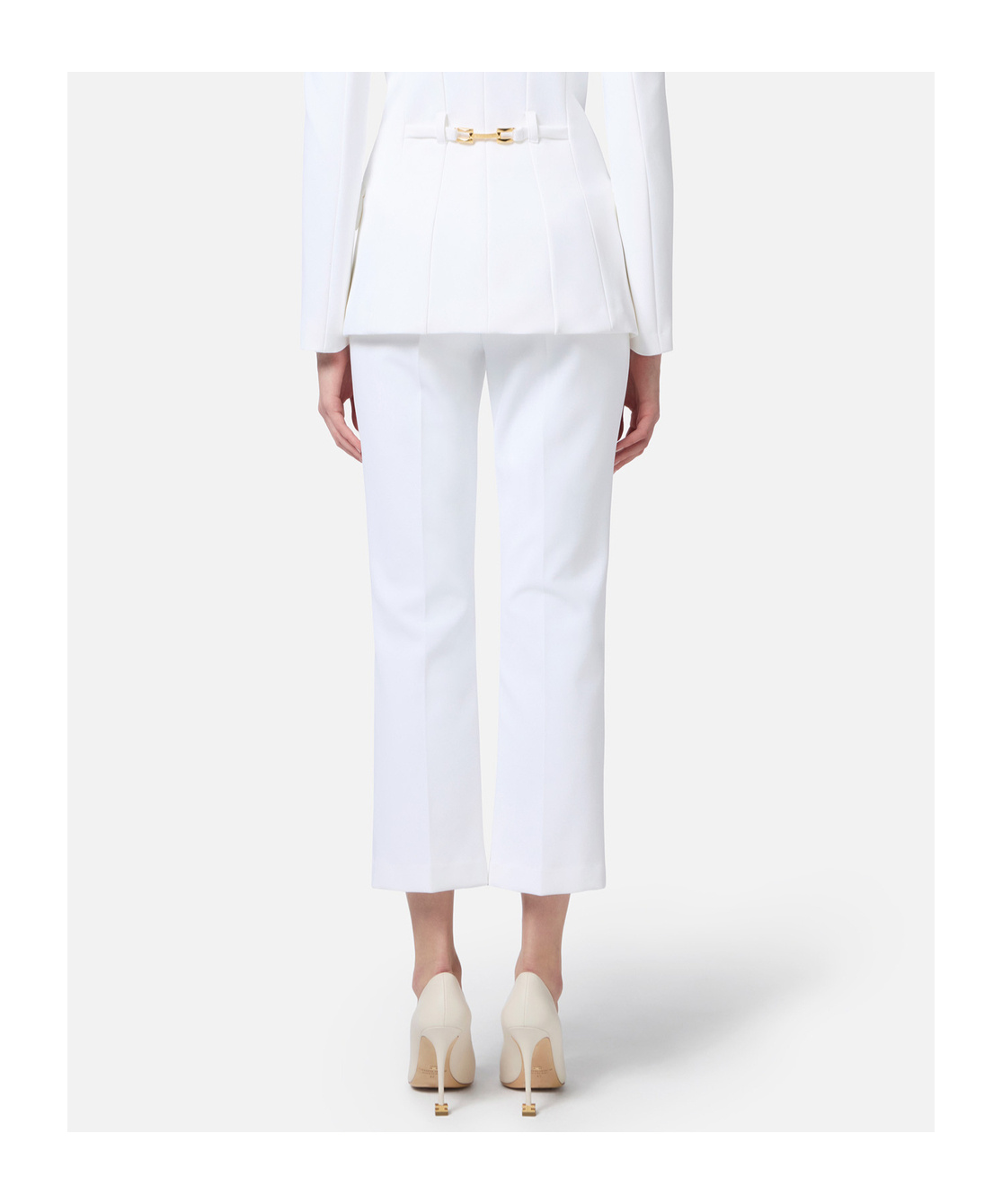 Elisabetta Franchi Invisible Zipper Casual Pants In White