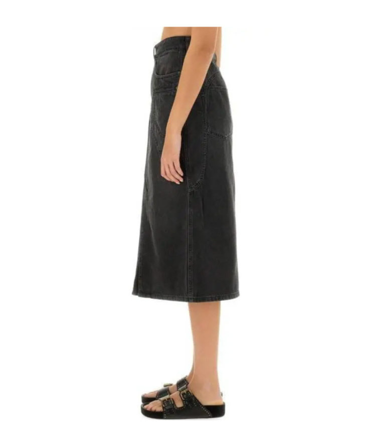Shop Isabel Marant Denim Skirt In Black