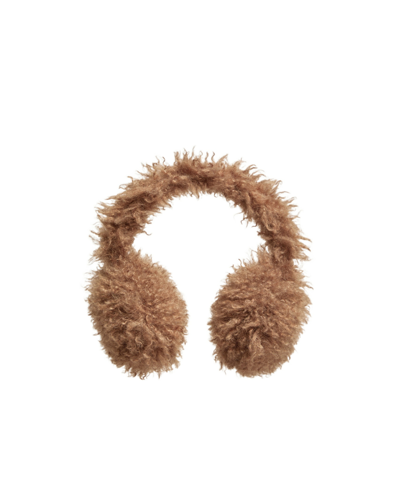 Moncler Teddy Fleece Padded Earmuffs With Adjustable Band In Brown