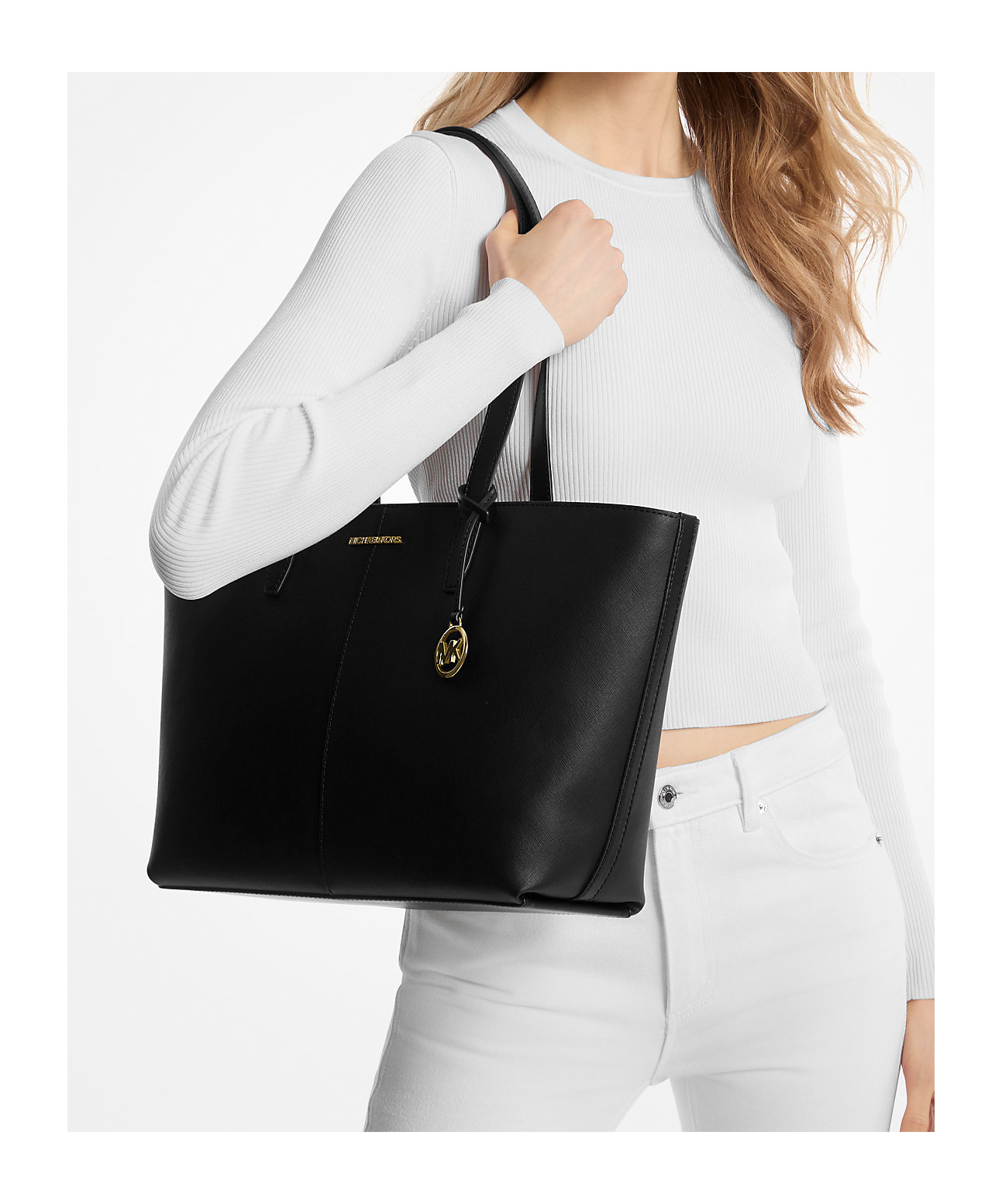Michael Kors Jet Set Medium Handbag In Black