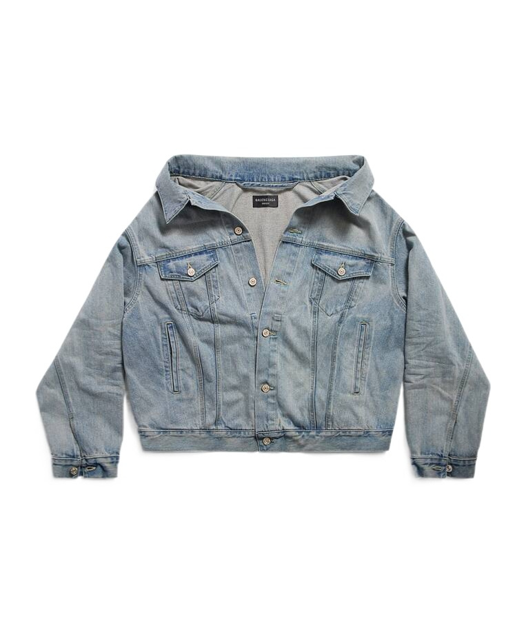 Balenciaga Blue Single-breasted Denim Jacket In Blue