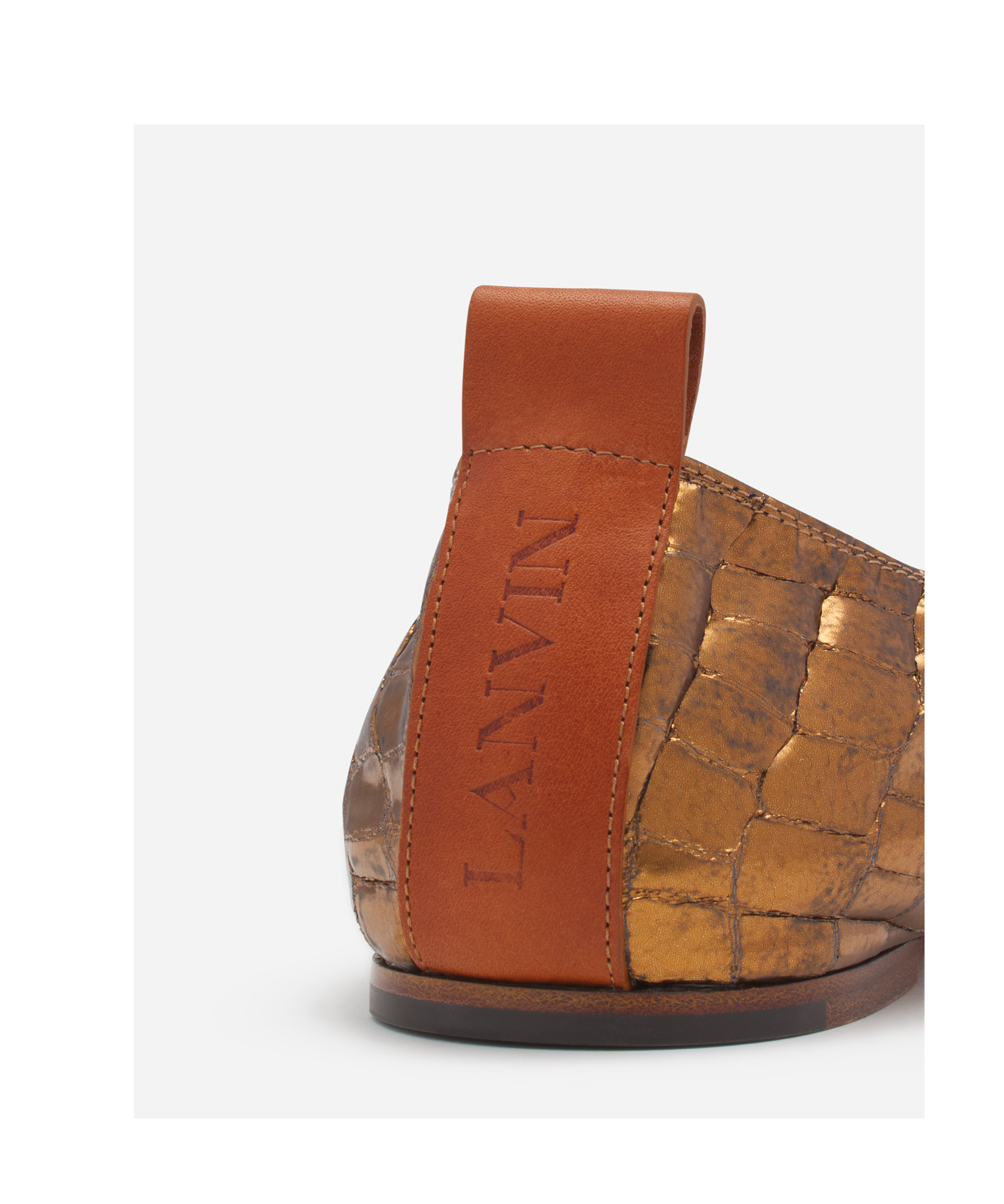 Lanvin The Ballerina In Crocodile-effect Leather For Women In Brown