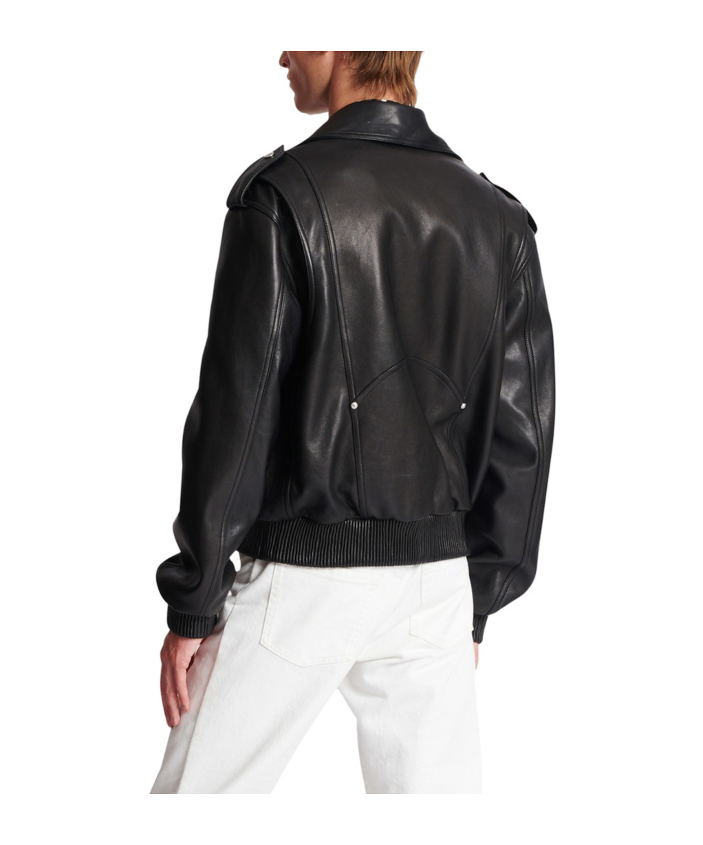 BALMAIN LONG SLEEVE LEATHER JACKET