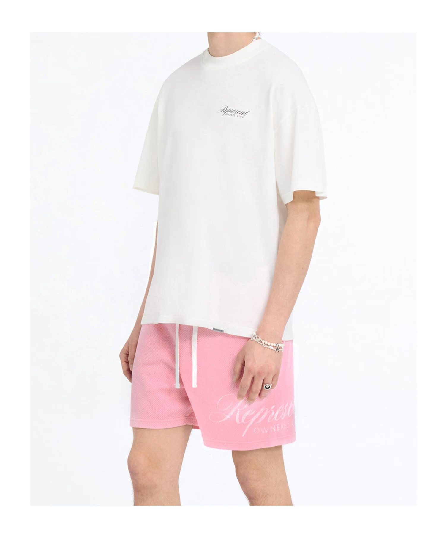 Represent White Crewneck T-shirt With With Front And Back Owners Club Print In Cotton Man In White