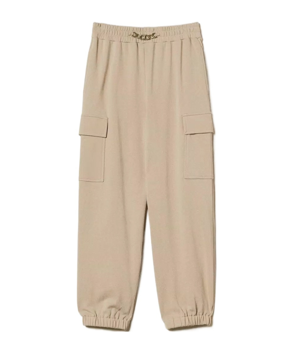 Twinset Cargo Track Pants In Neutral