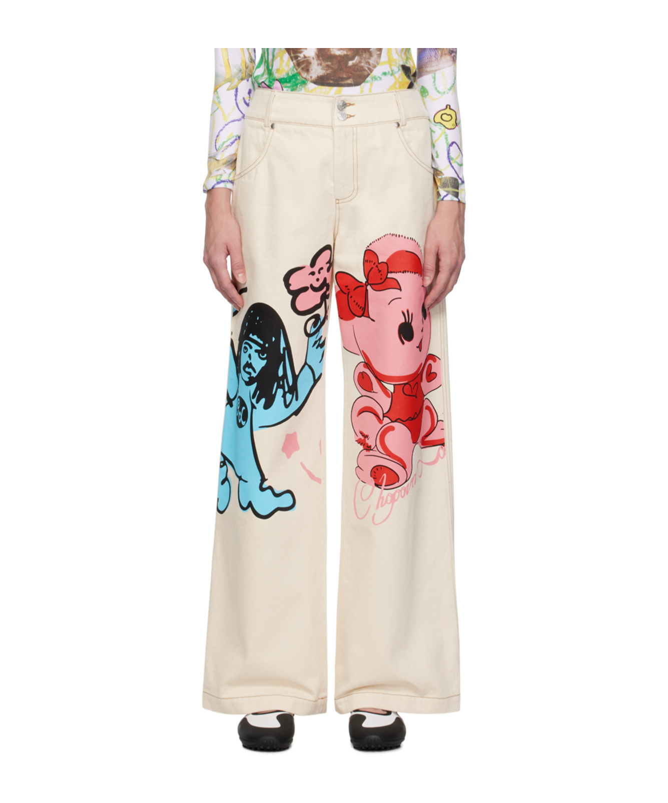 Chopova Lowena Off-white Bear Jeans In Nude