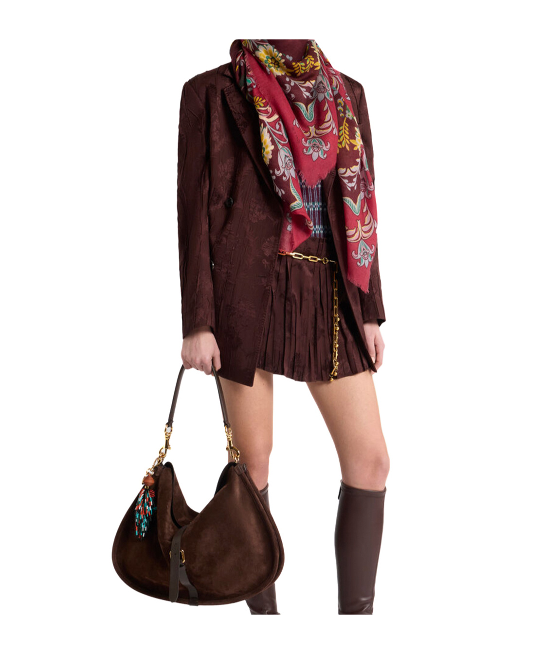 Etro Double-breasted Wool-blend Bark-effect Jacket In Burgundy