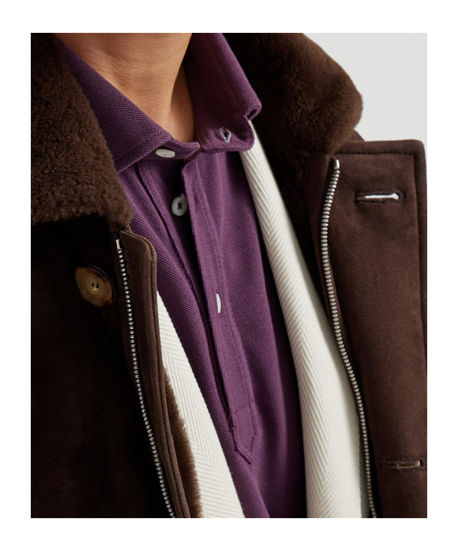 Brunello Cucinelli Shearling Single-breasted Coat In Brown