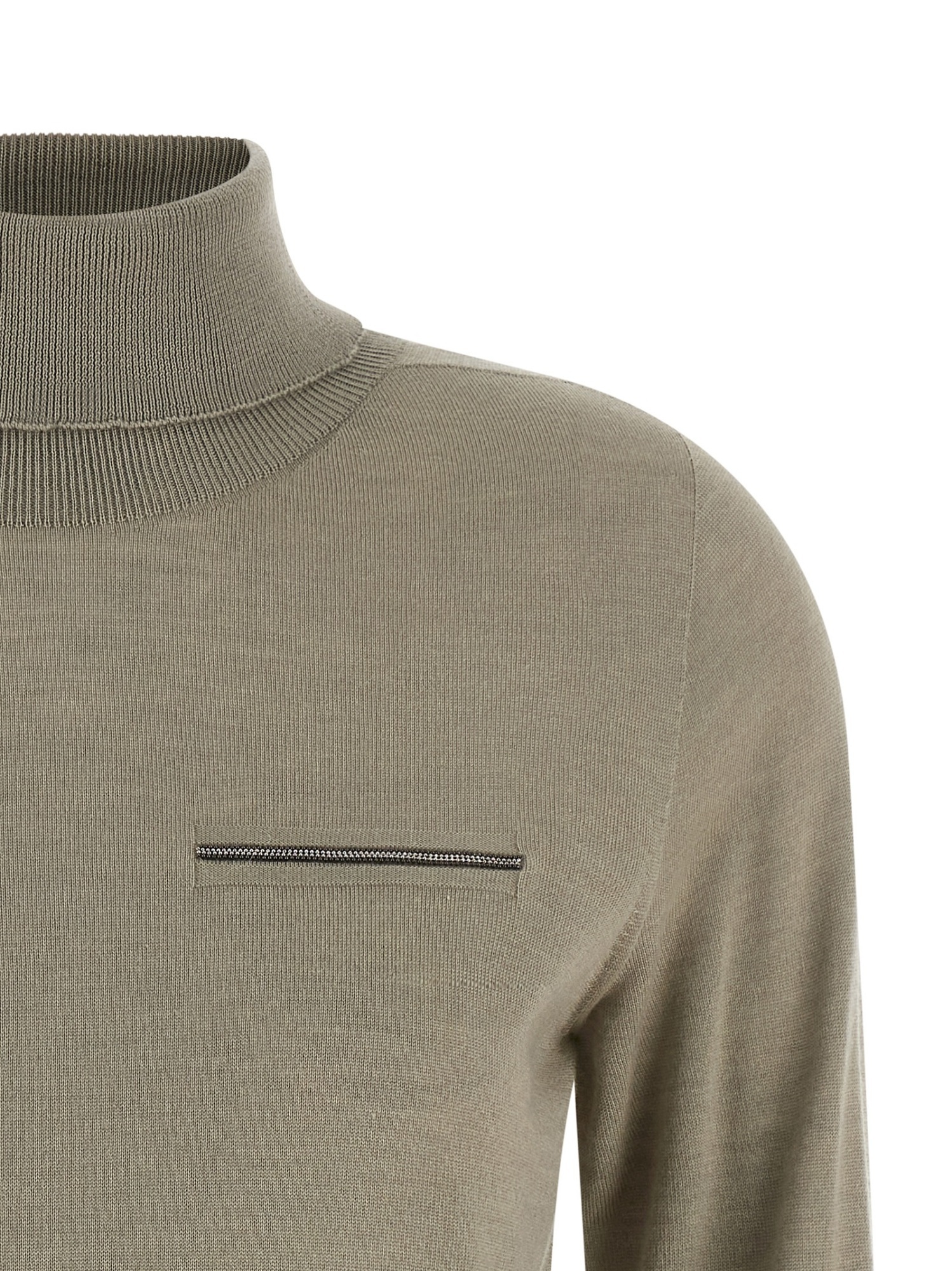 Peserico Jewel Pocket Turtleneck Sweater Sweaters And Cardigans Gray In Gray