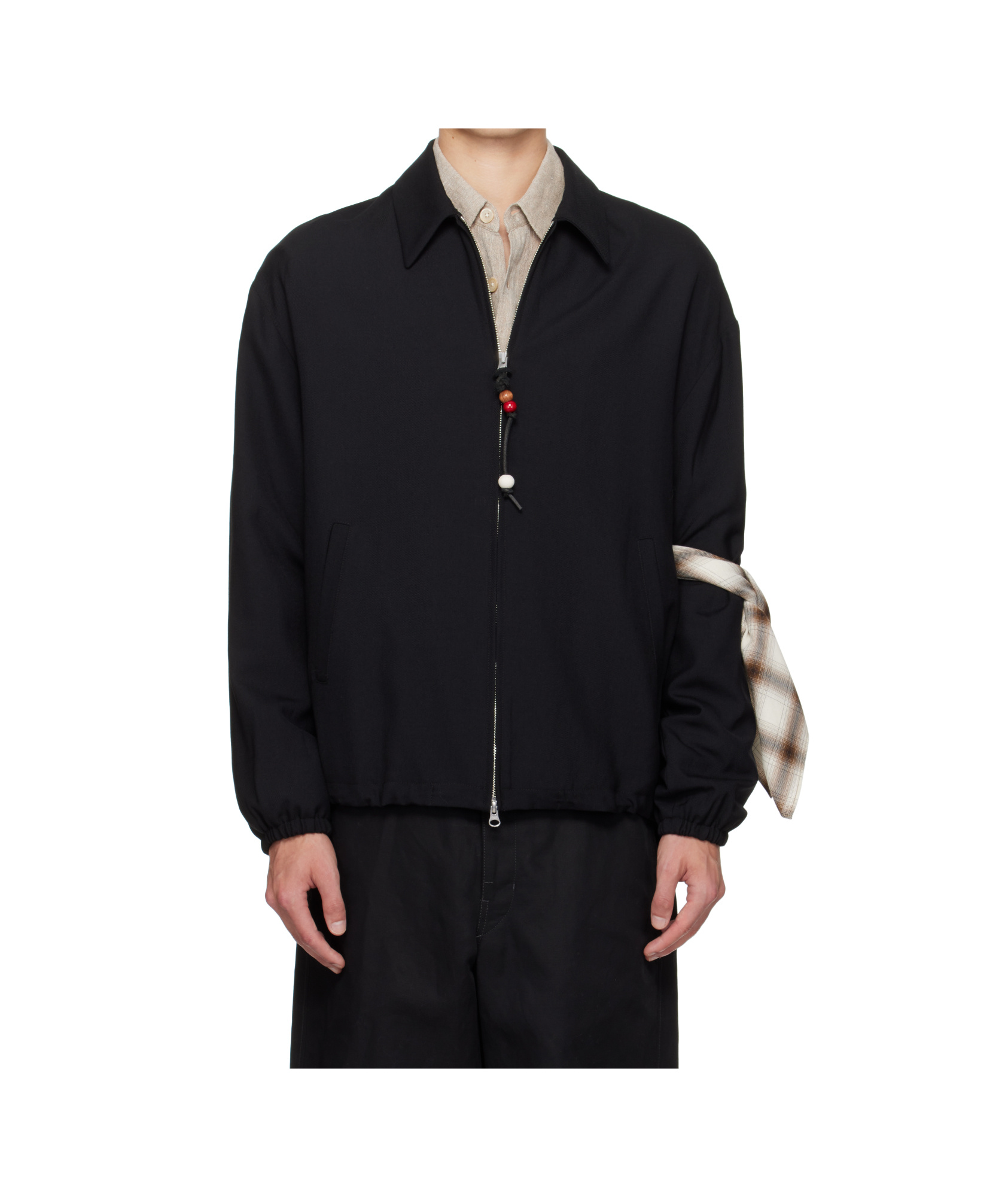 Song For The Mute Black Gabardine Slim Coach Jacket In Black