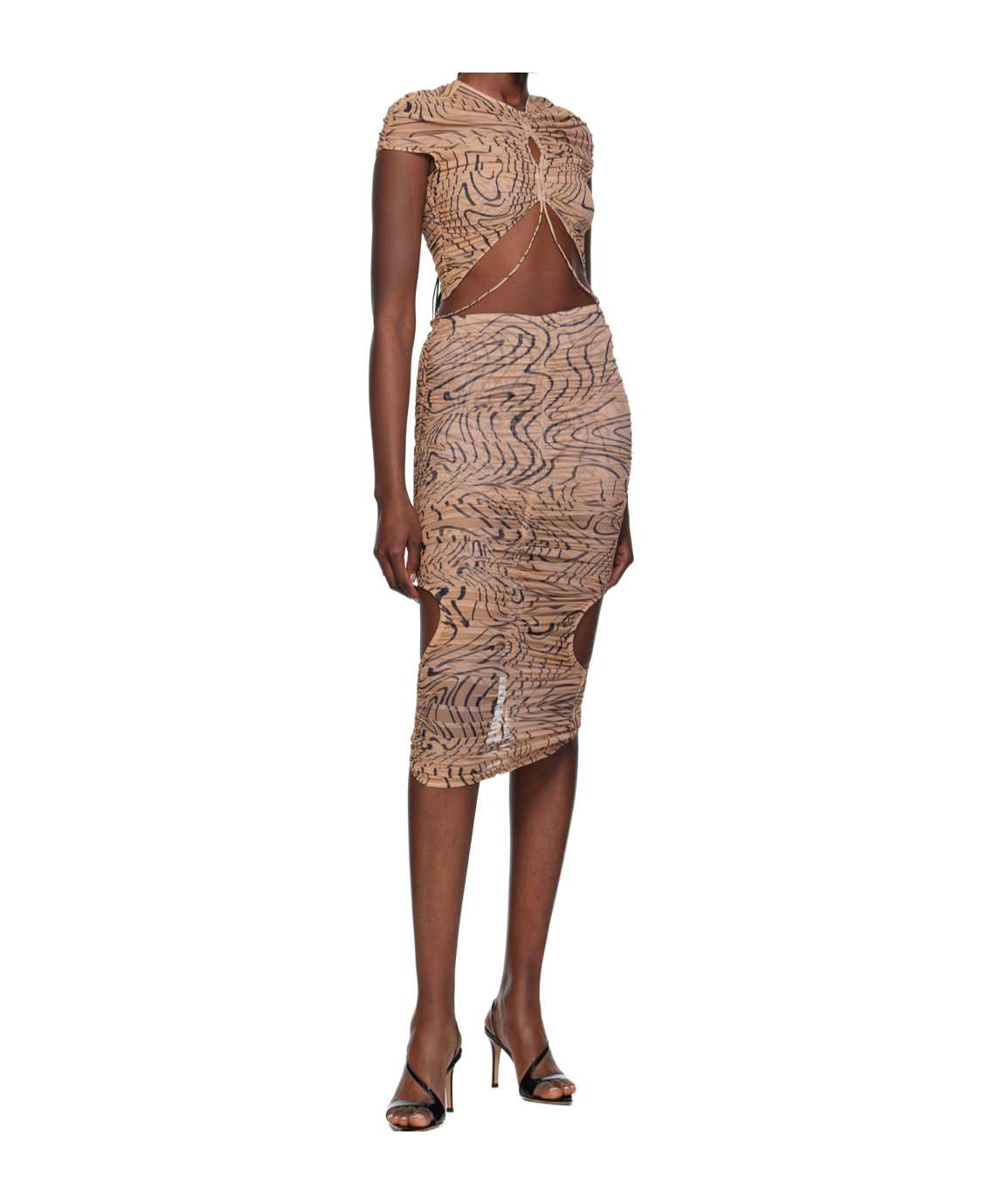 Mugler Tan Printed T-shirt In Brown