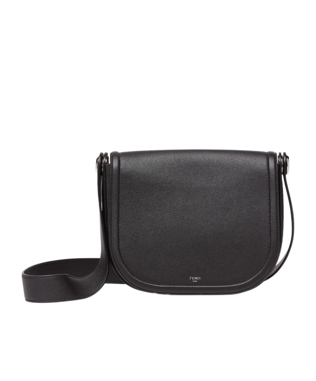 Fendi Roma Leather Cross Body Bag In Black