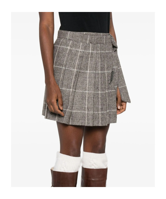 Brunello Cucinelli Check Mini Skirt In Brown