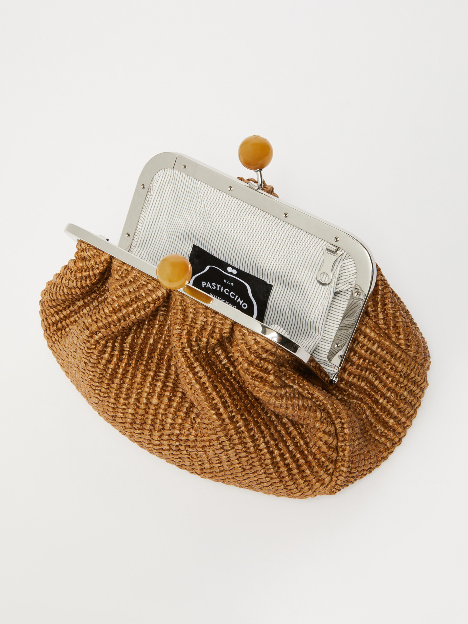 Weekend Max Mara Small Raffia-effect Pasticcino Bag In Brown