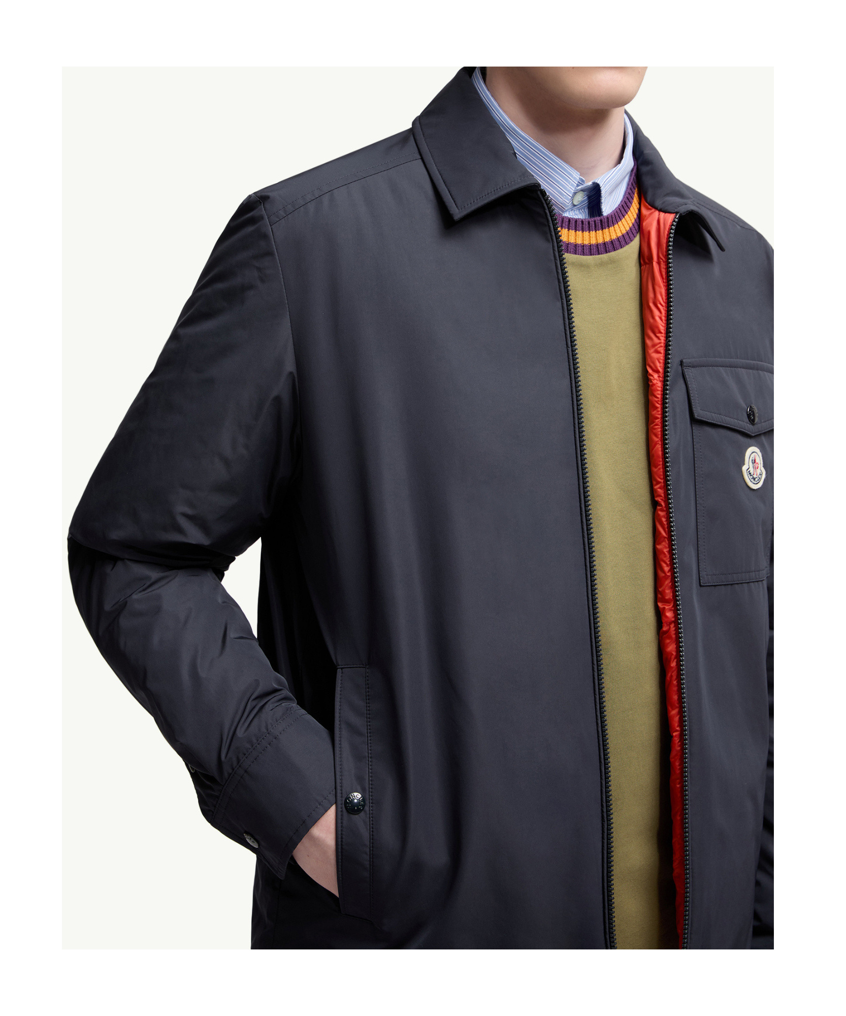 Moncler Long Sleeve Down Shirt Jacket In Black