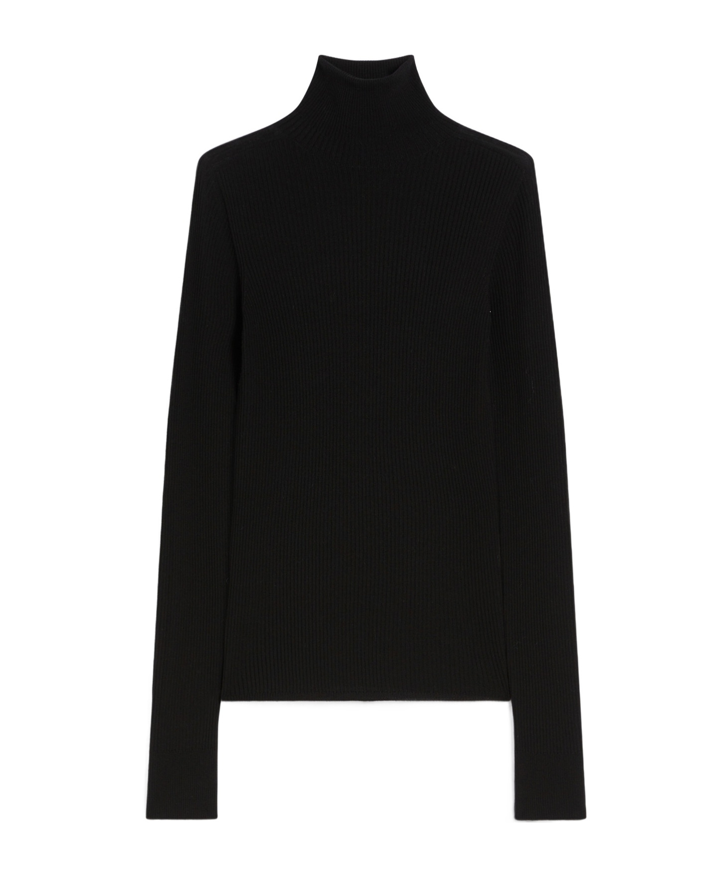 Sportmax Virgin Wool Turtleneck Knit Sweater In Black