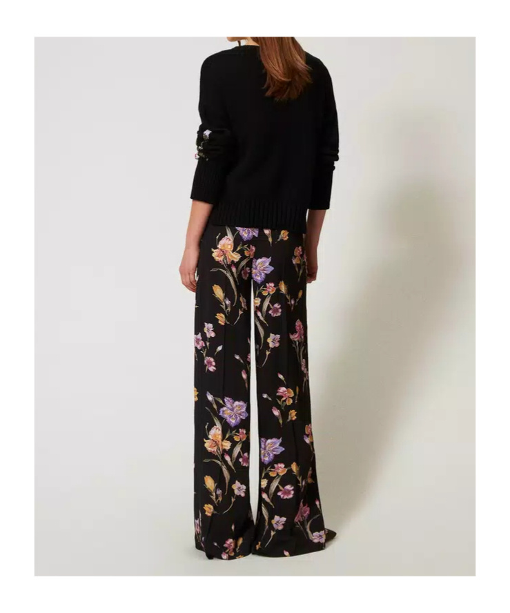 Twinset Twin-set Relaxed Fit Black Trousers In Black