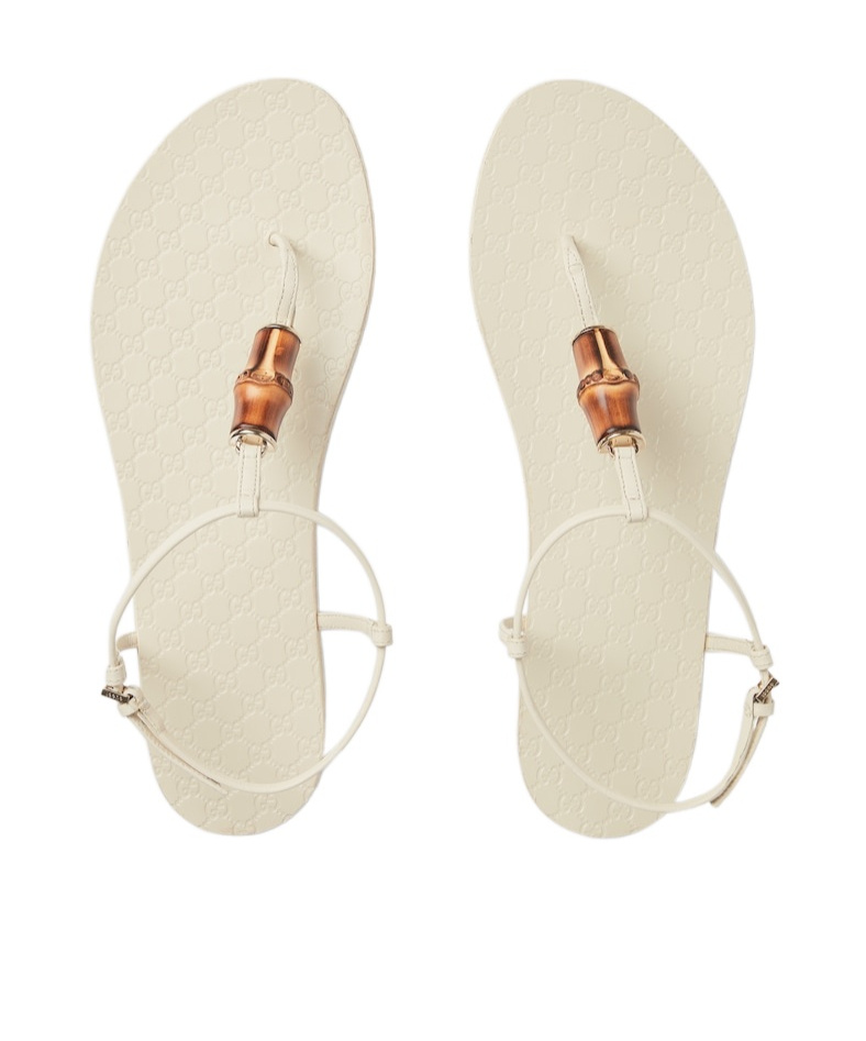 Gucci Women's Thong Sandal With Bamboo In Ivory