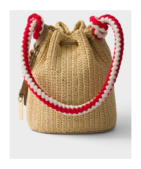 Prada Womens Neutral Crochet Mini Bucket Bag
