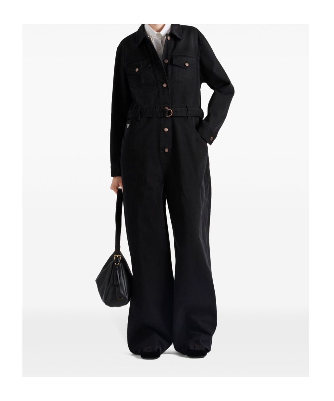 Prada Denim Jumpsuit In Black