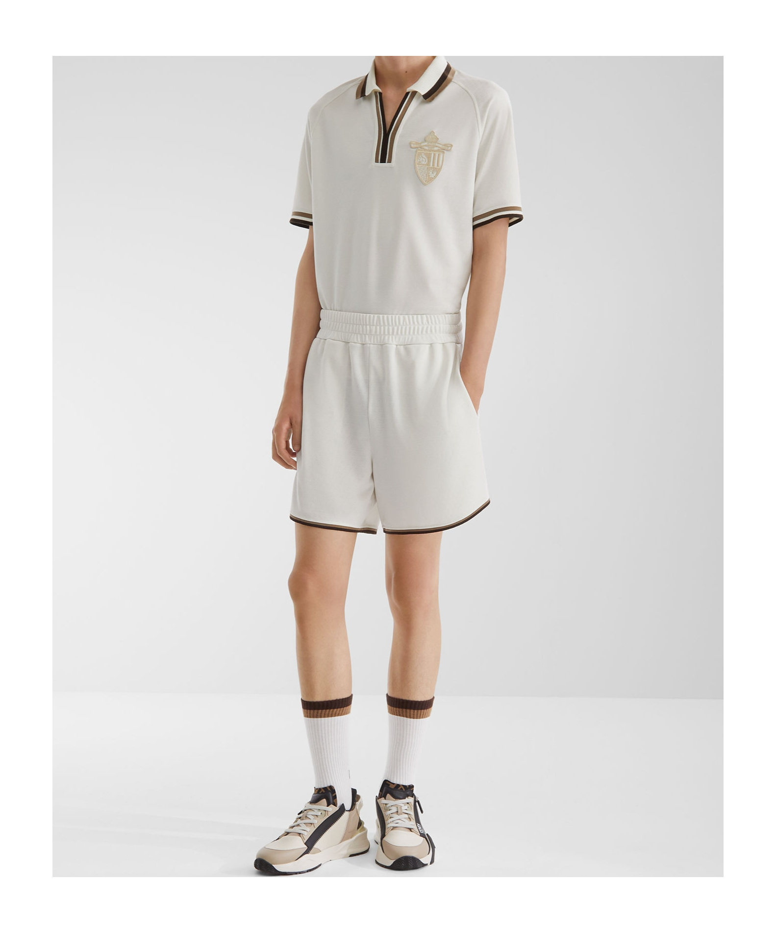 Fendi Ff Jacquard Shorts In White