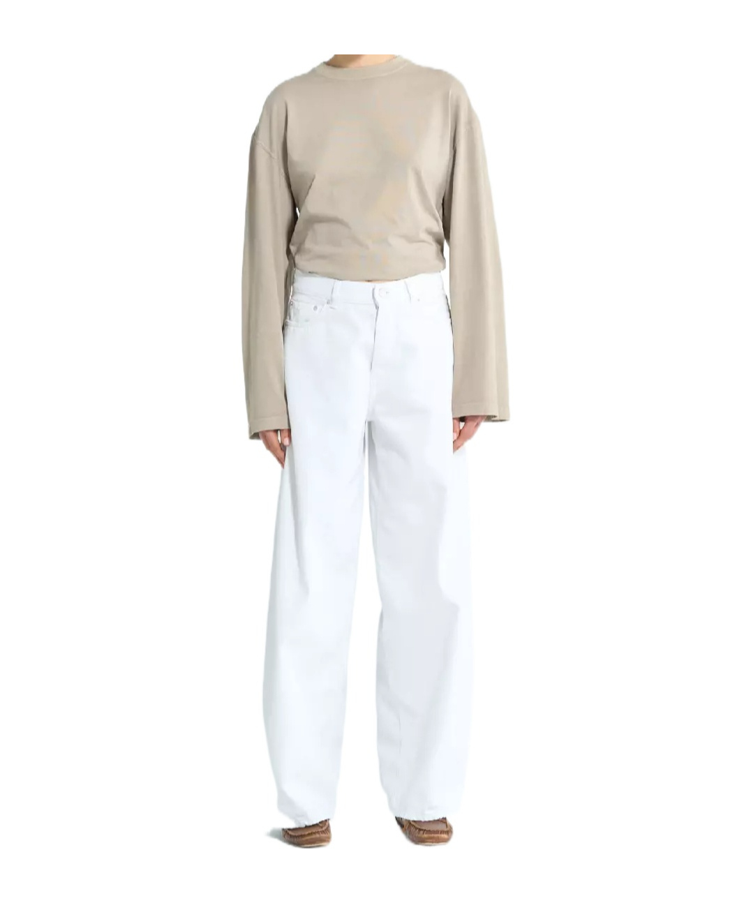 Shop Haikure Korea Optical White Flare Jeans
