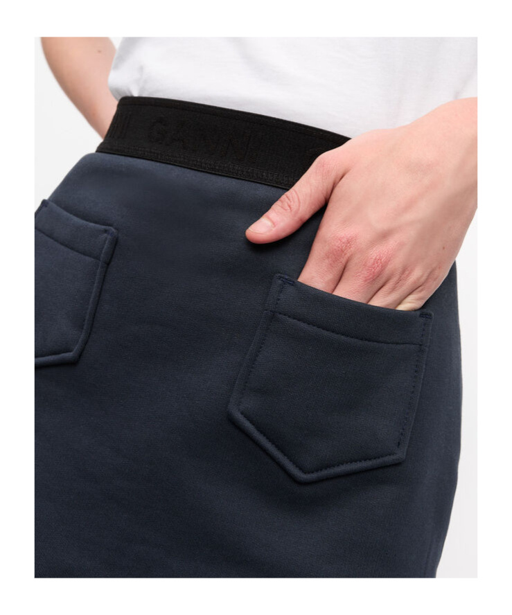 Ganni Navy Heavy Fleece Miniskirt In Black