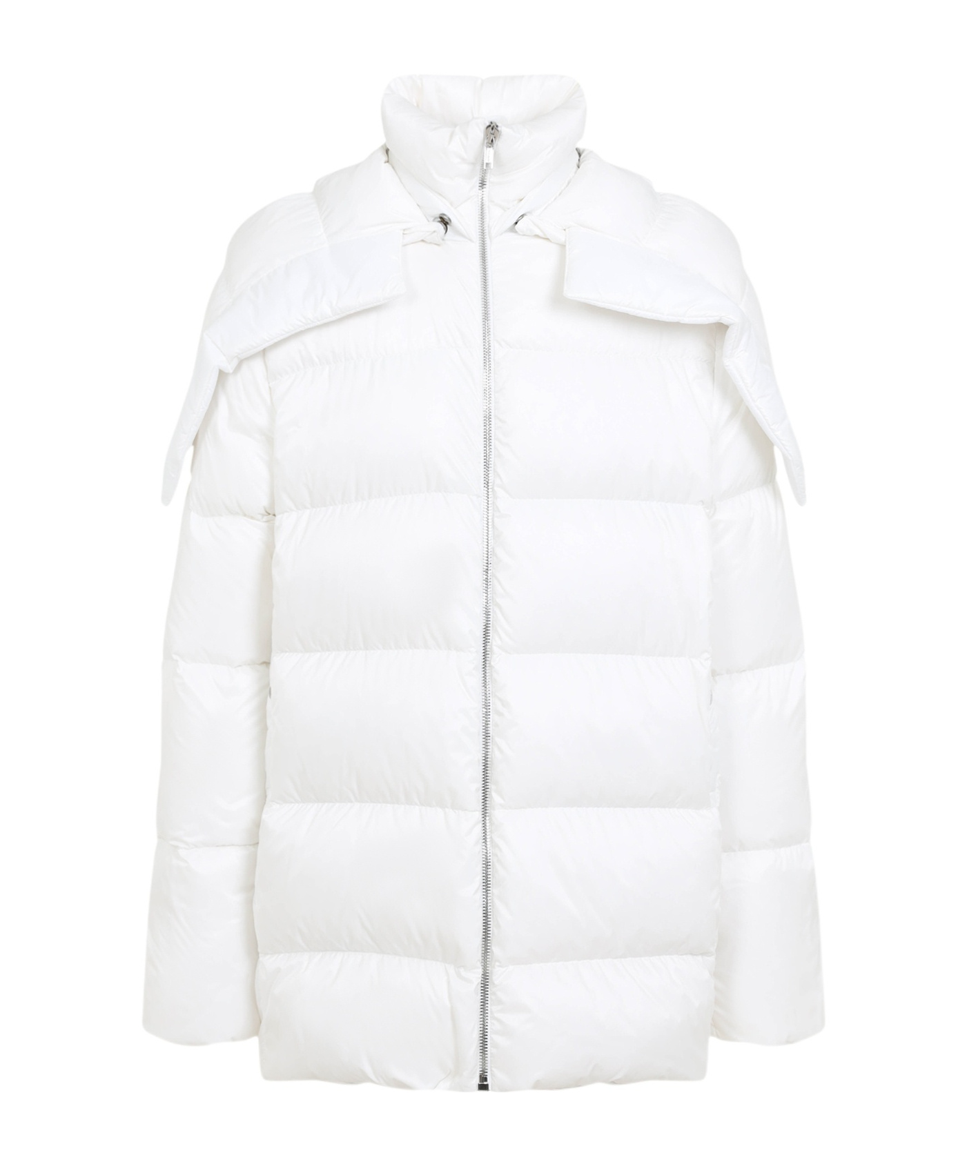 Moncler X Rick Owens Puffy Feather Down Jacket With High Collar In White