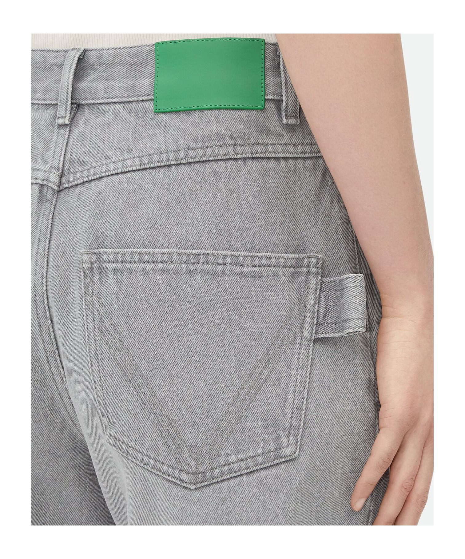 Shop Bottega Veneta Light Grey Washed Rounded Leg Denim In Gray