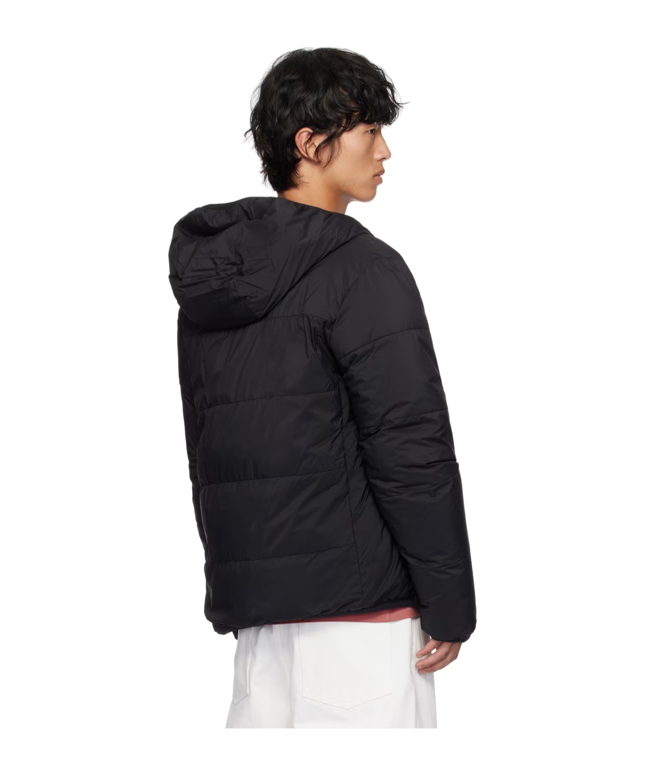 Moncler Right-collar Hooded Down Jacket In Black