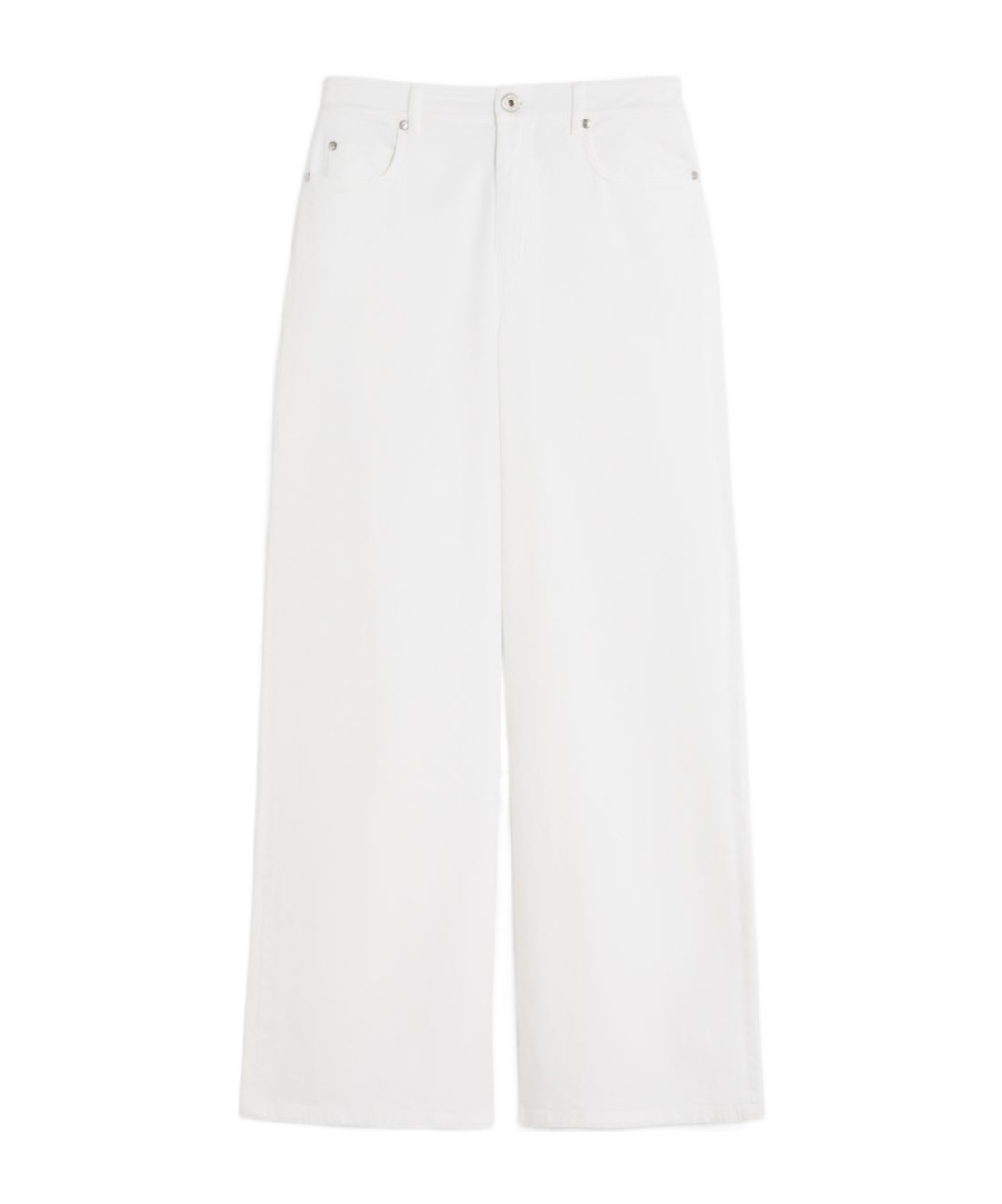 Shop Weekend Max Mara Cotton Drill Wide-leg Trousers In White